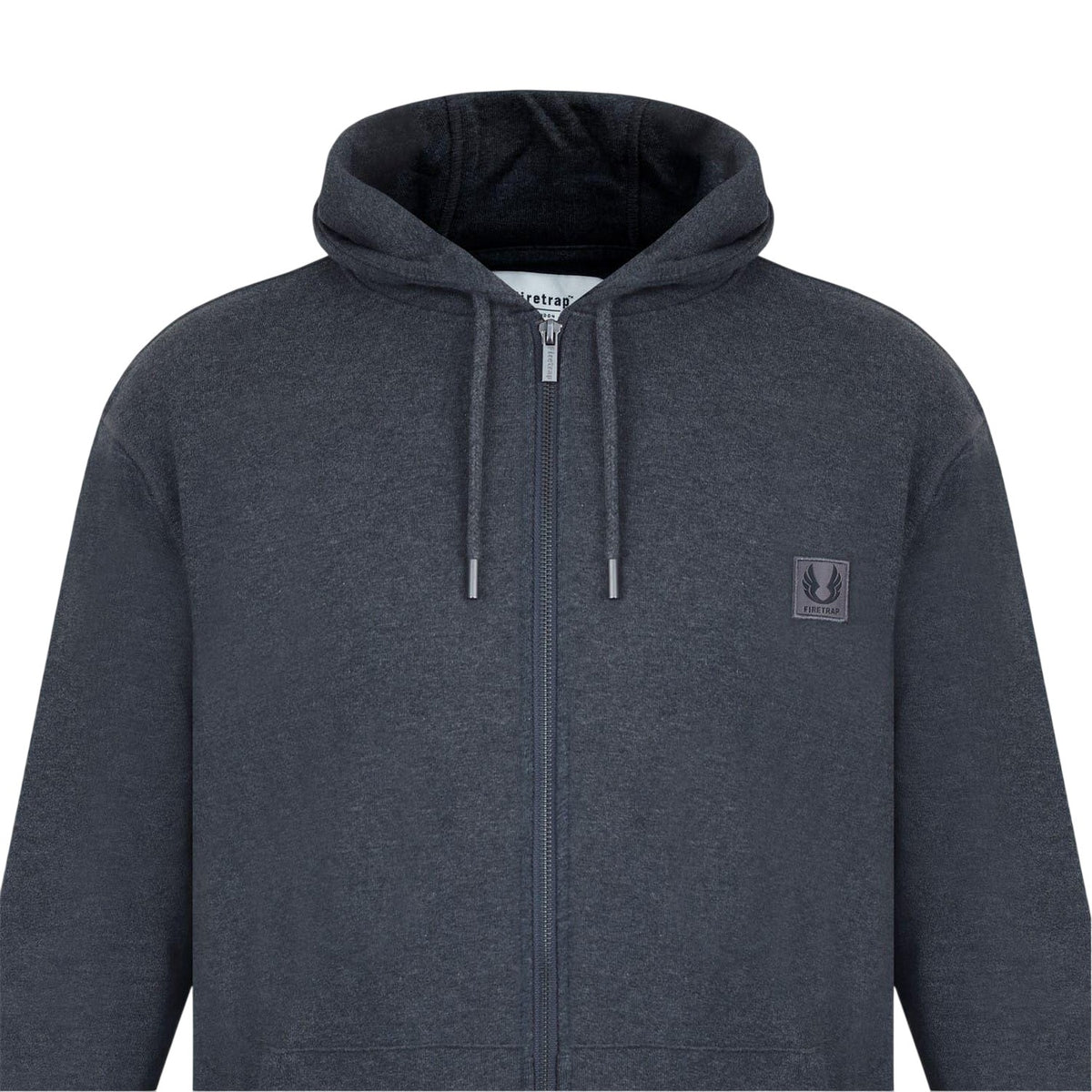 Charcoal Marl - Side - Firetrap Mens Logo Full Zip Hoodie