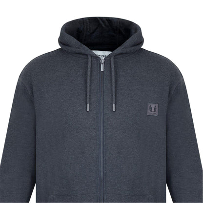 Charcoal Marl - Side - Firetrap Mens Logo Full Zip Hoodie