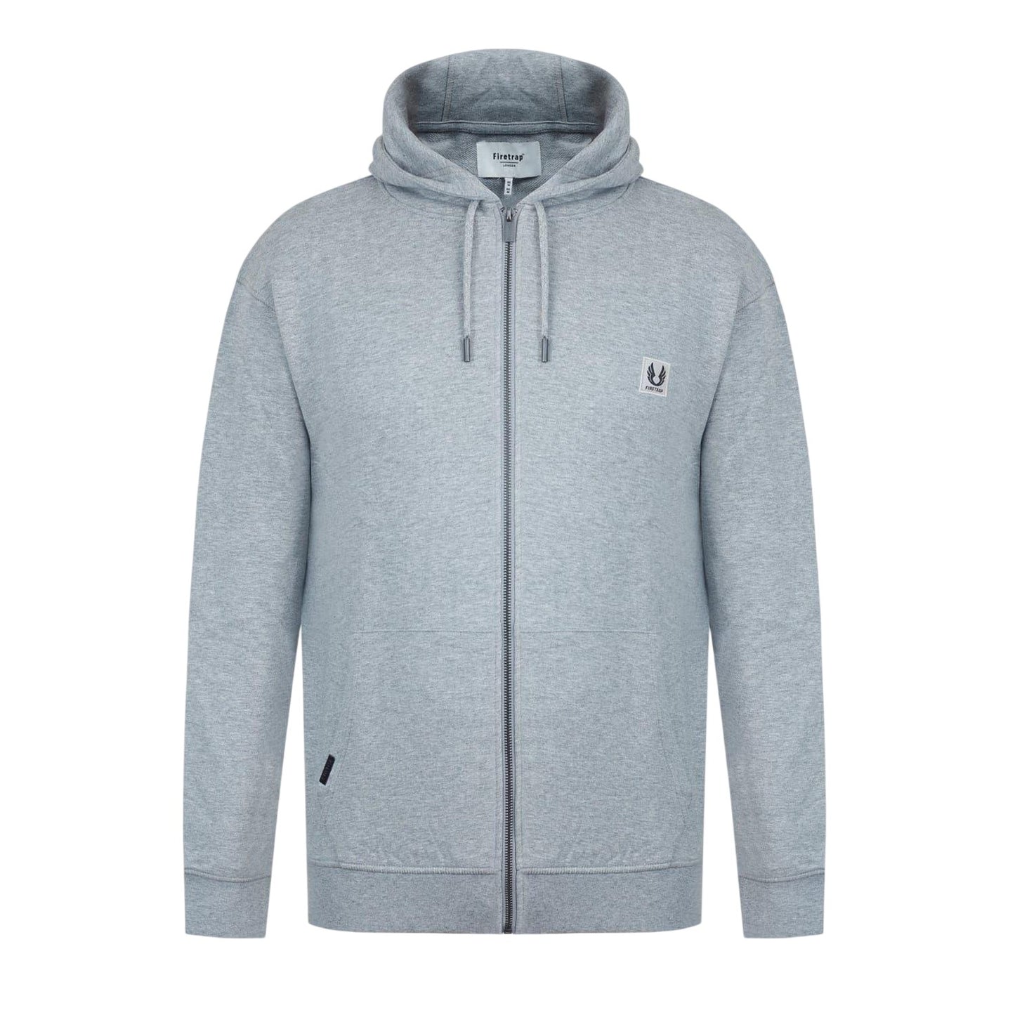 Grey Marl - Front - Firetrap Mens Logo Full Zip Hoodie