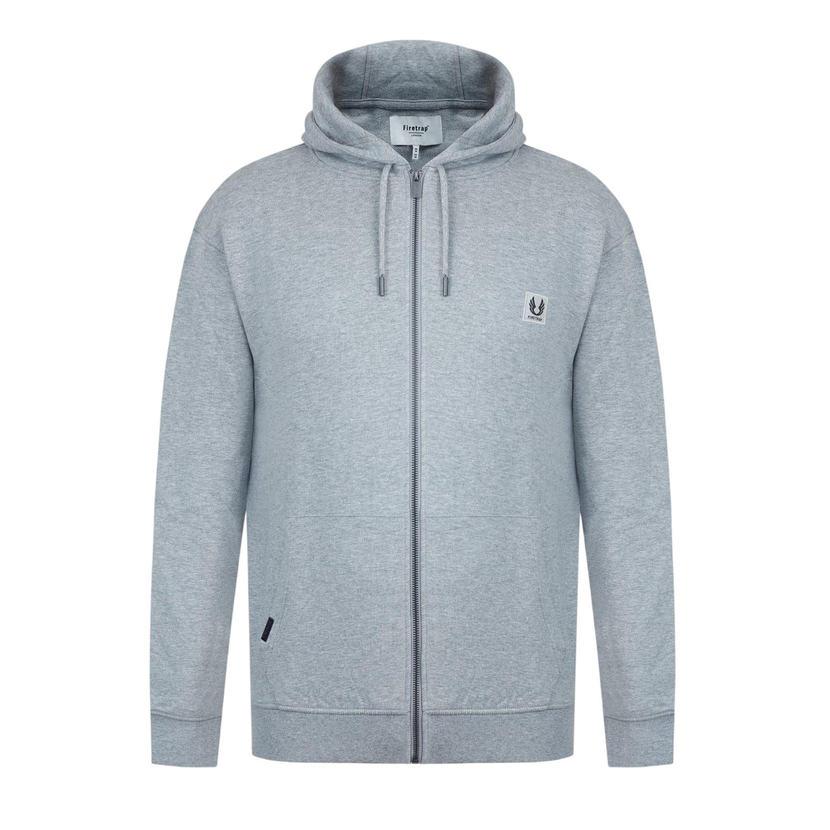 Grey Marl - Front - Firetrap Mens Logo Full Zip Hoodie