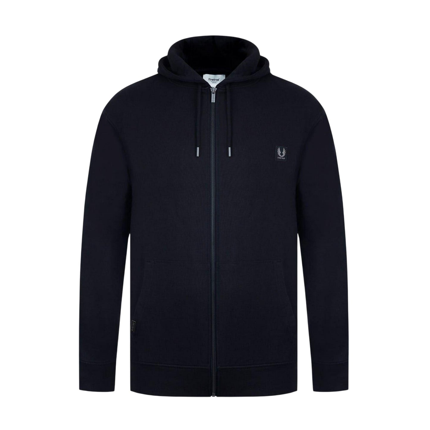 Black - Front - Firetrap Mens Logo Full Zip Hoodie