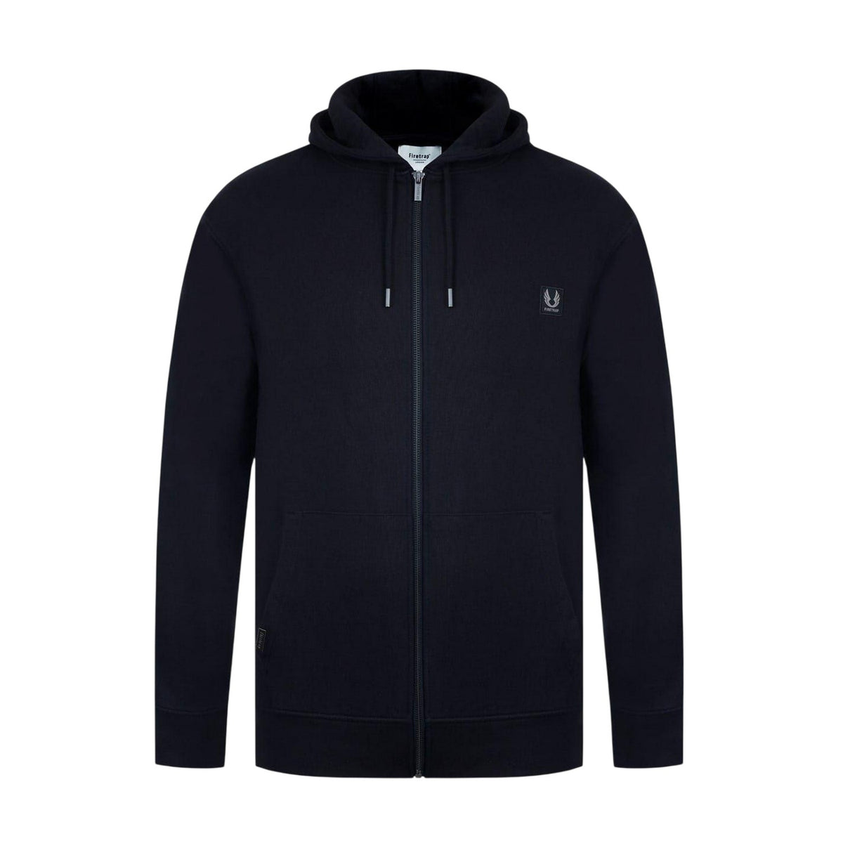 Black - Front - Firetrap Mens Logo Full Zip Hoodie