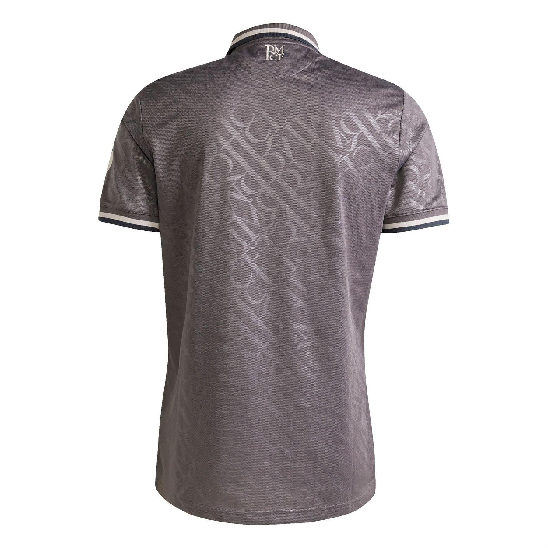 Charcoal - Back - Adidas Mens 24-25 Real Madrid CF Polo Jersey