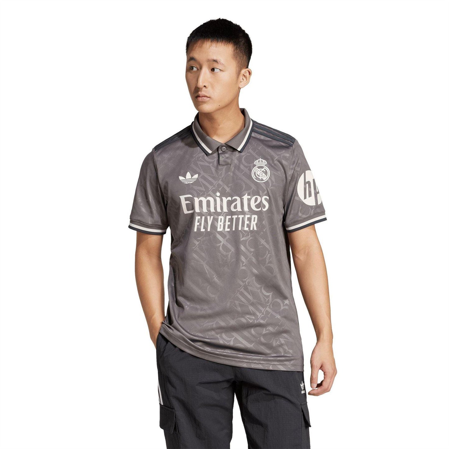 Charcoal - Side - Adidas Mens 24-25 Real Madrid CF Polo Jersey