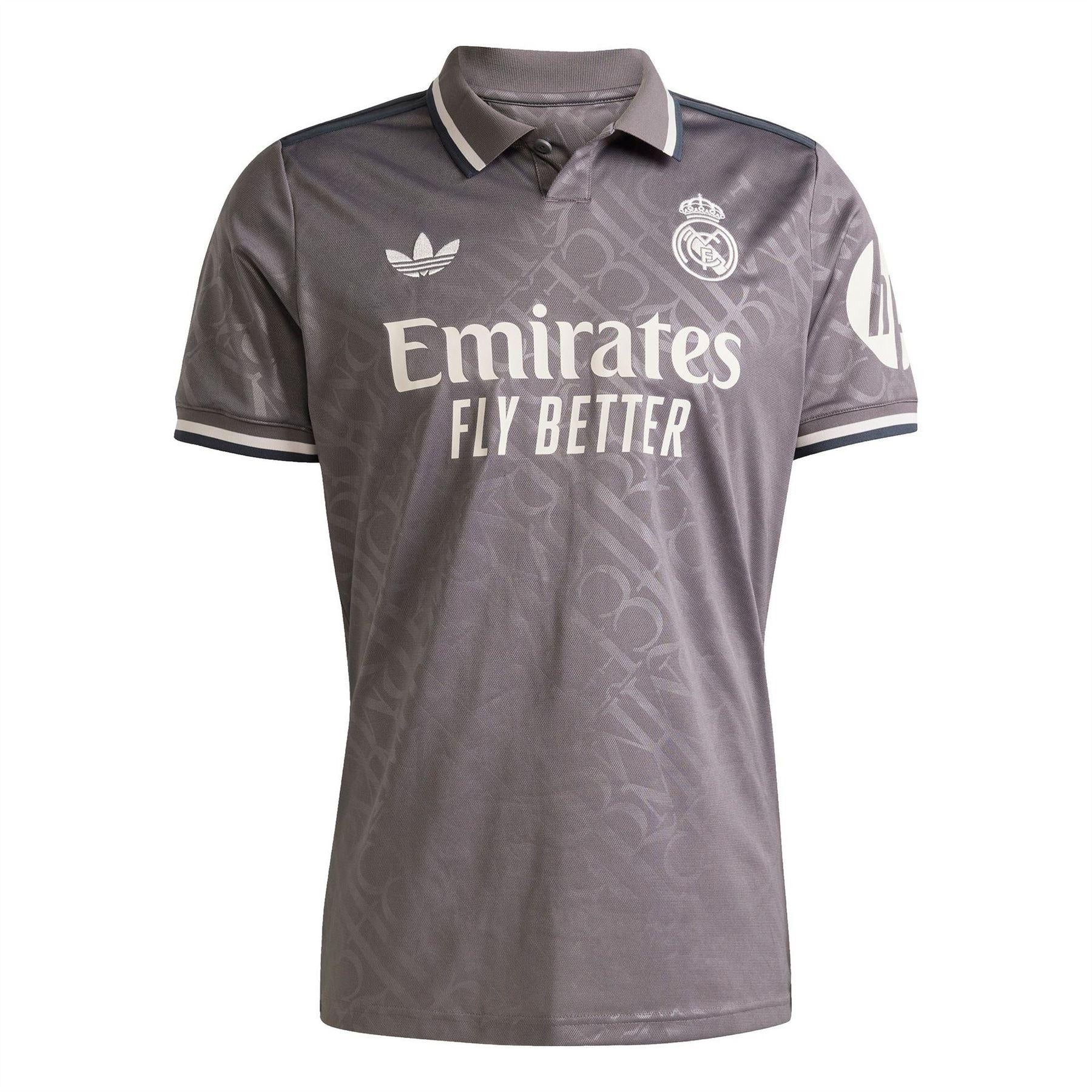 Charcoal - Front - Adidas Mens 24-25 Real Madrid CF Polo Jersey