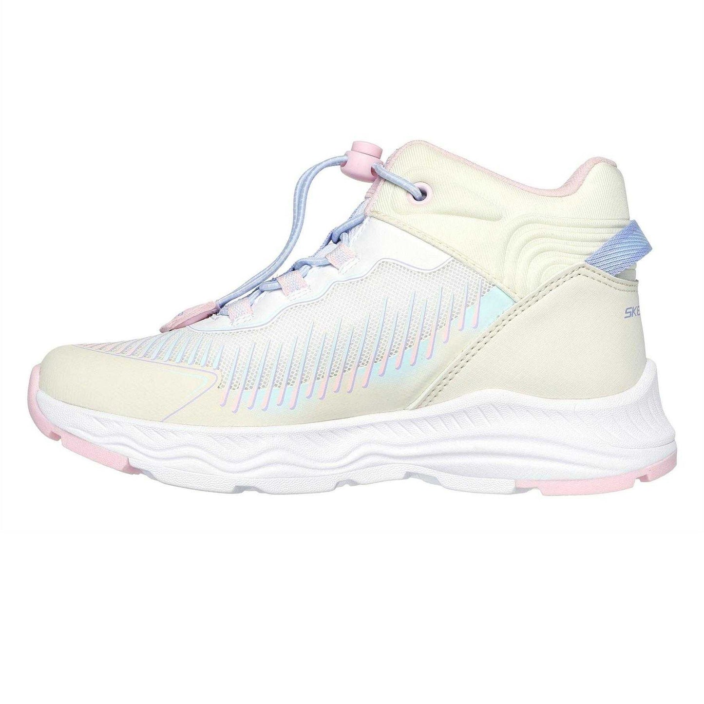 Off White-Pink - Side - Skechers Childrens-Kids Adventurer Low Cut Trainers