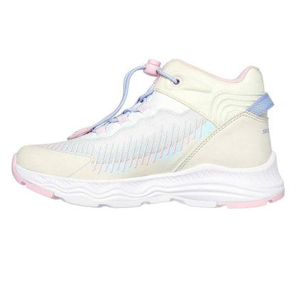 Off White-Pink - Side - Skechers Childrens-Kids Adventurer Low Cut Trainers