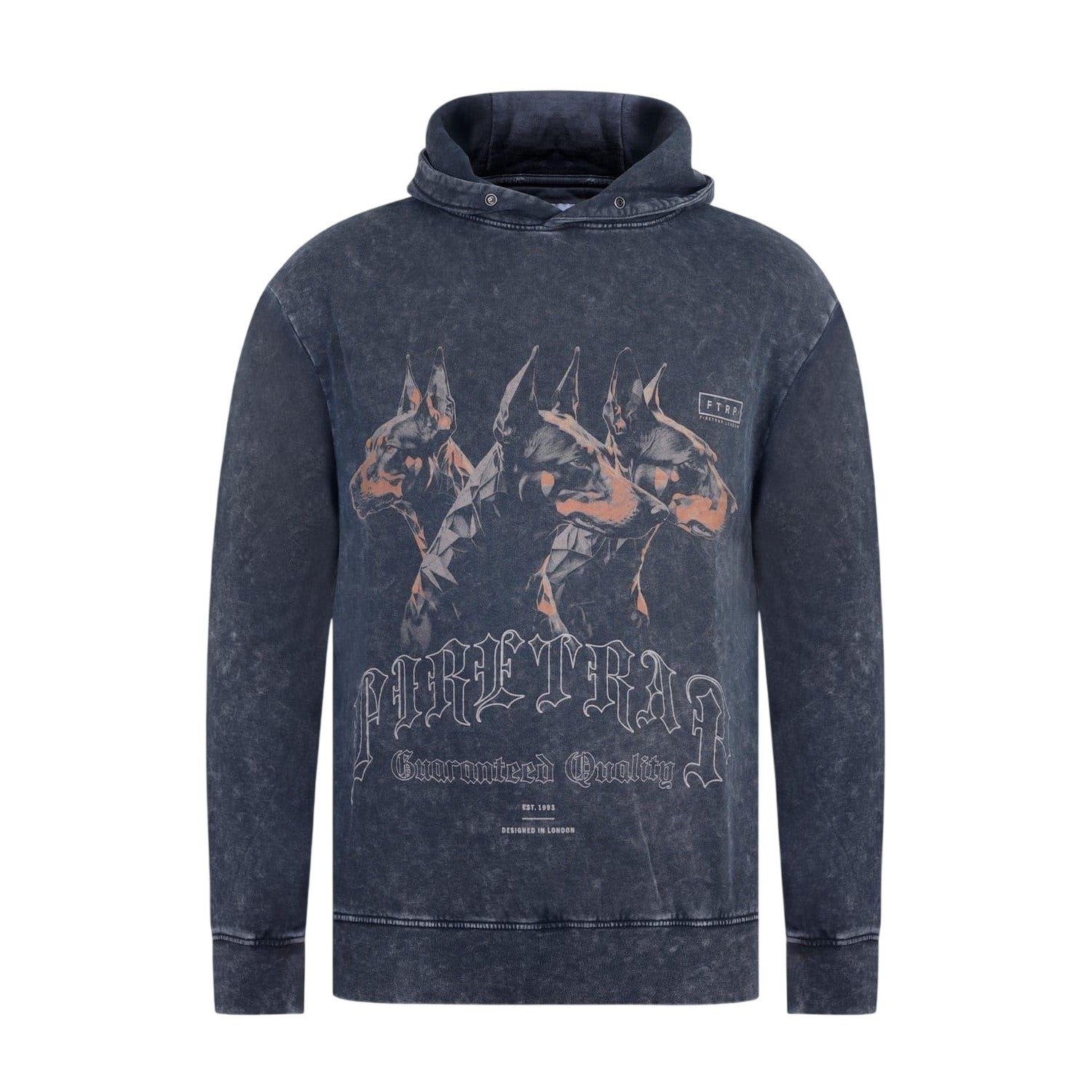 Washed Black - Front - Firetrap Mens Graphic Print Regular Long-Sleeved Hoodie