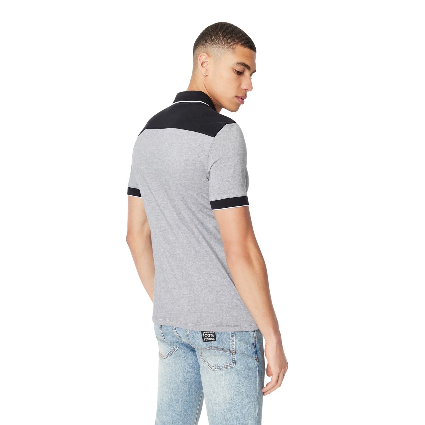 Black - Back - Armani Exchange Mens Regular Short-Sleeved Polo Shirt