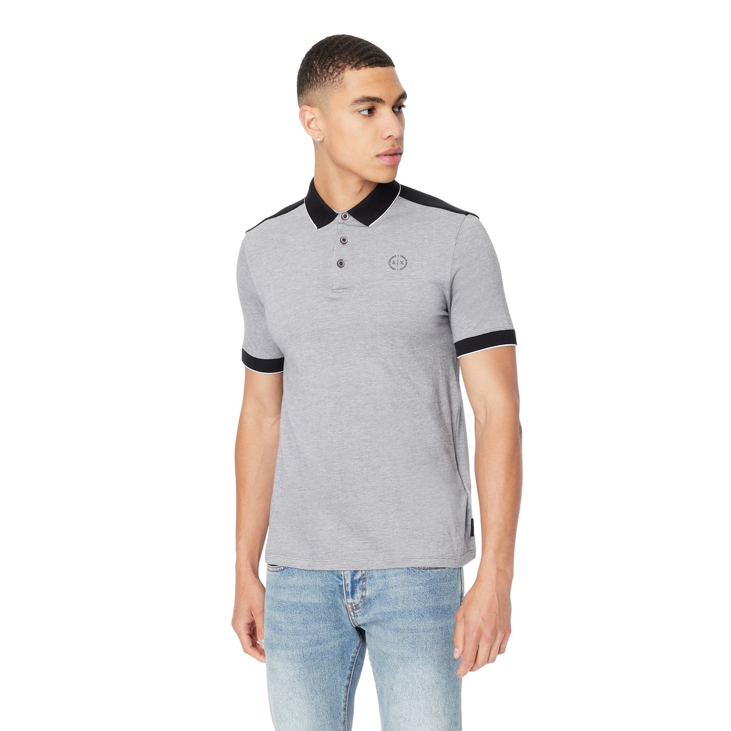 Black - Side - Armani Exchange Mens Regular Short-Sleeved Polo Shirt