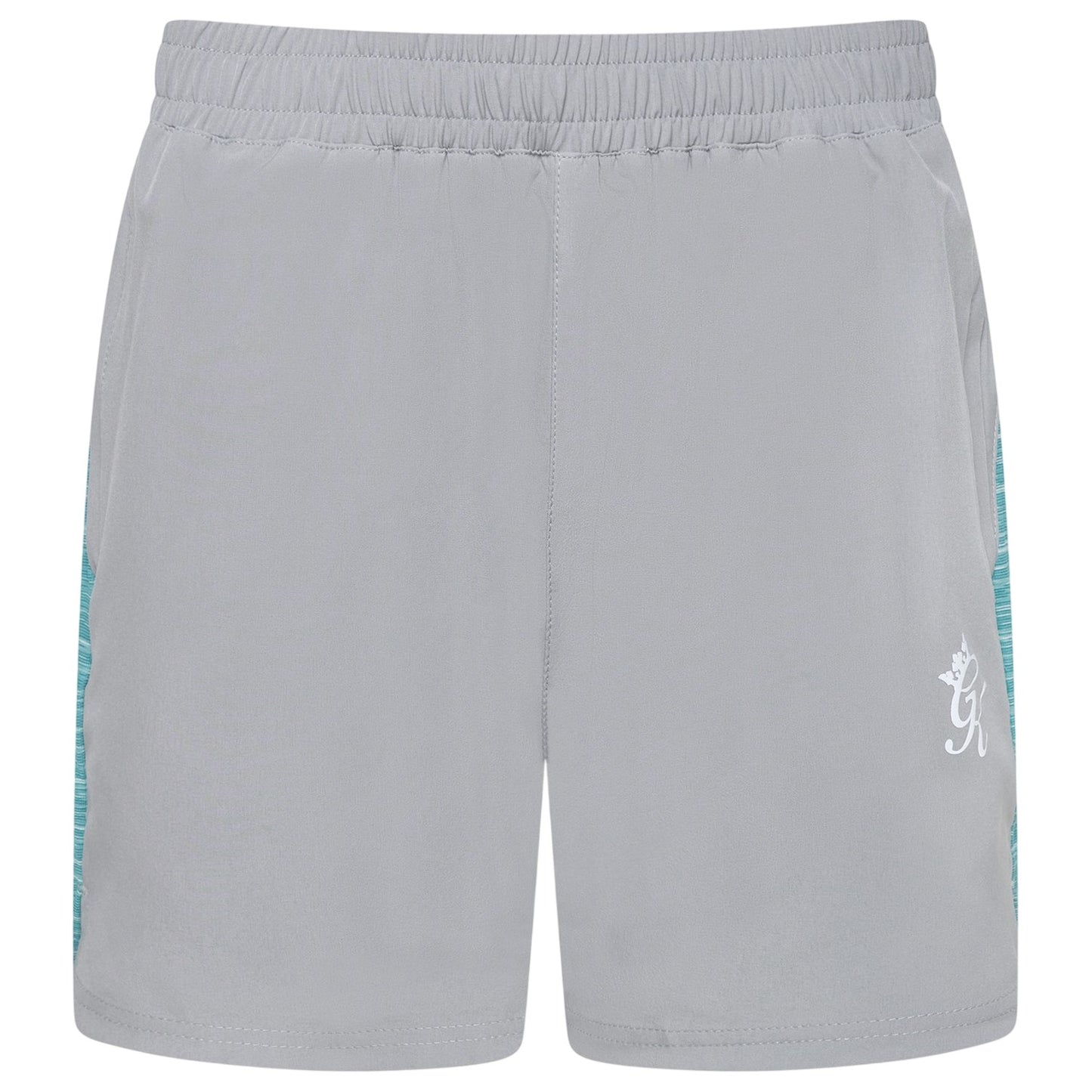 Grey-Ocean Blue - Front - Gym King Mens Energy Space Running Shorts