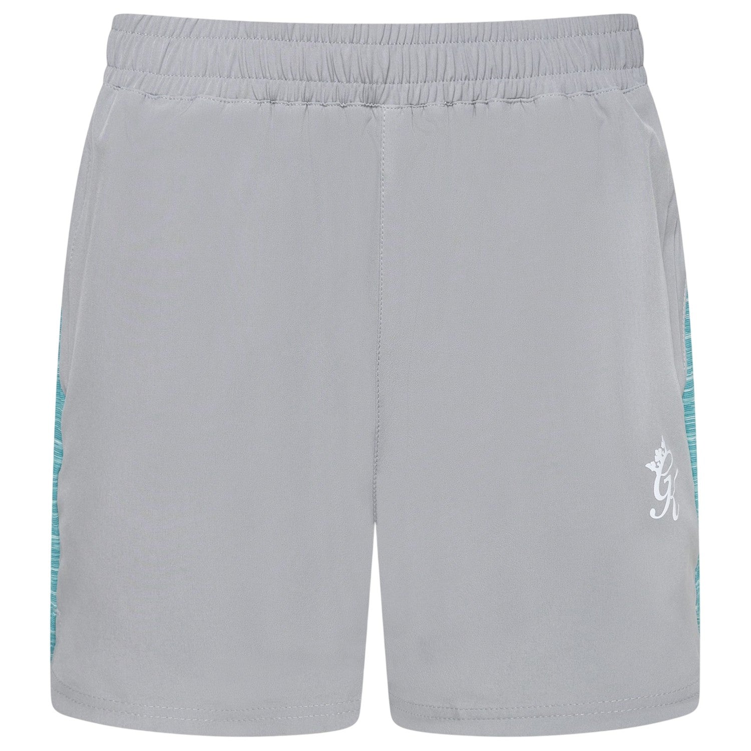 Grey-Ocean Blue - Front - Gym King Mens Energy Space Running Shorts