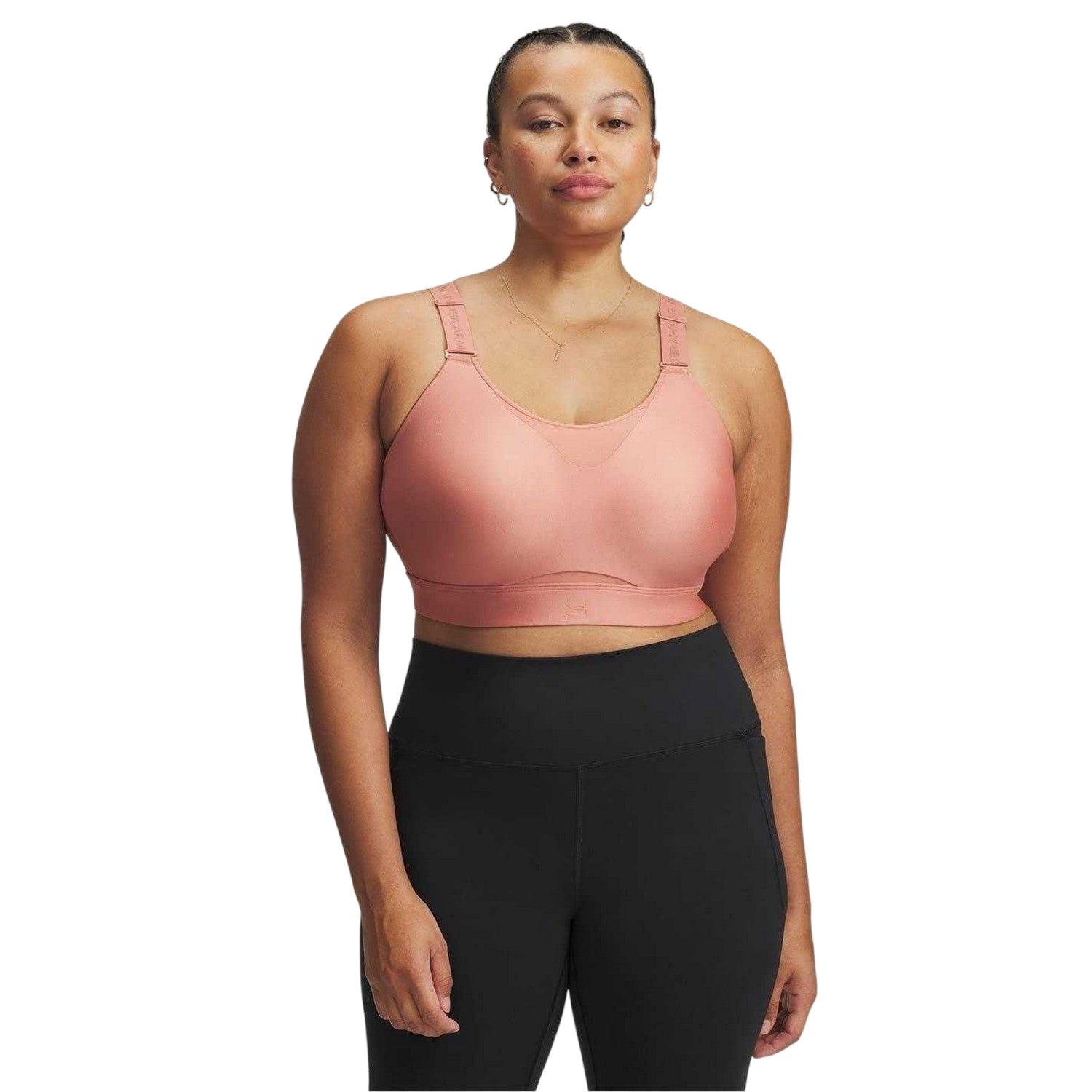 Pink - Front - Under Armour Womens-Ladies Infinity High Support Snug Fit Sports Bra