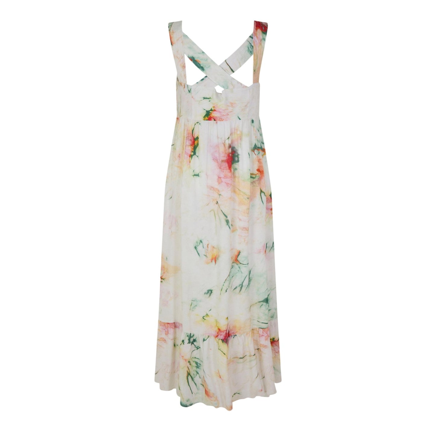 Brown - Back - Boss Womens-Ladies Floral Square Neck Maxi Dress