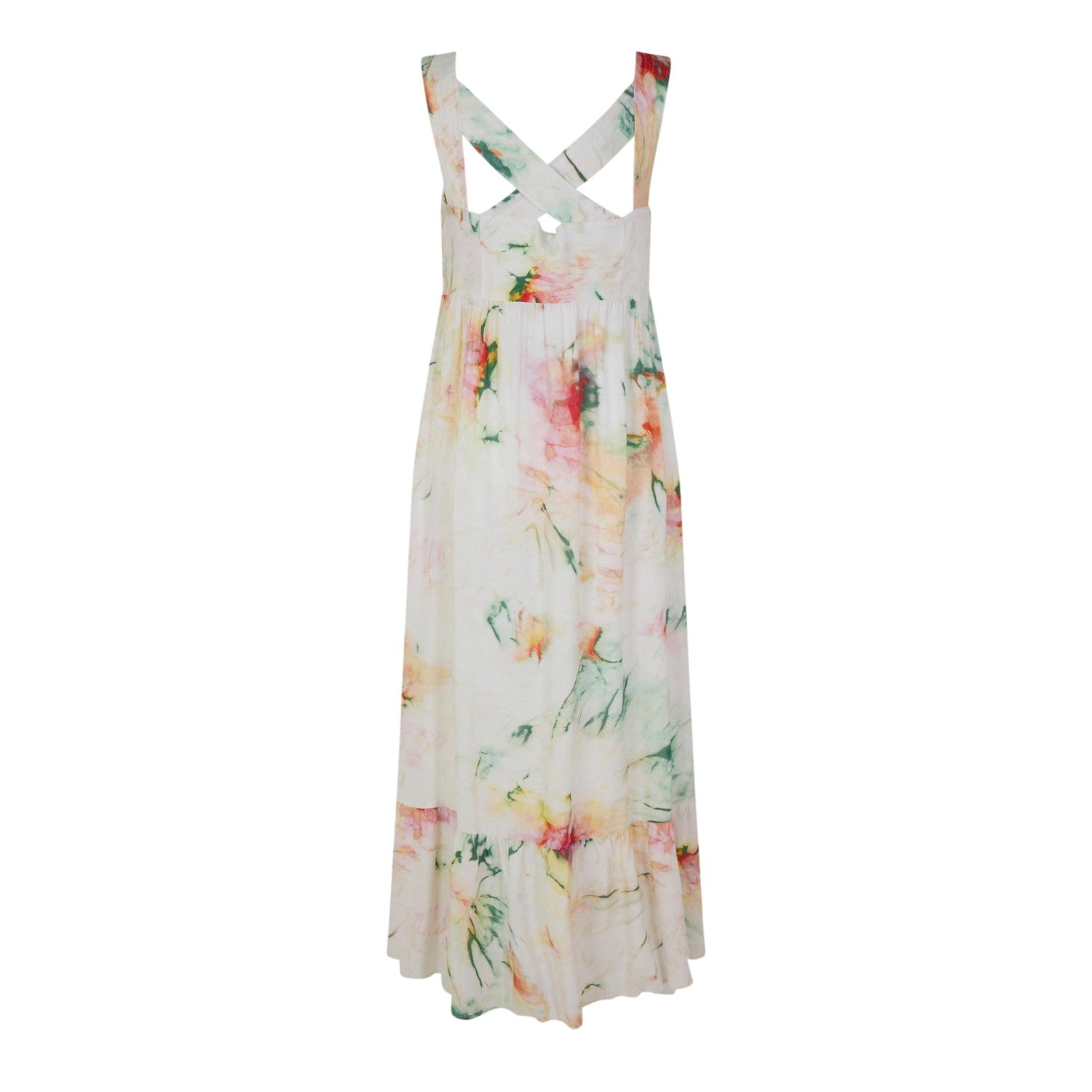 Brown - Back - Boss Womens-Ladies Floral Square Neck Maxi Dress