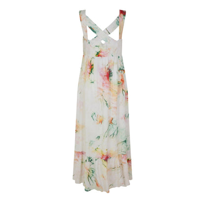 Brown - Back - Boss Womens-Ladies Floral Square Neck Maxi Dress