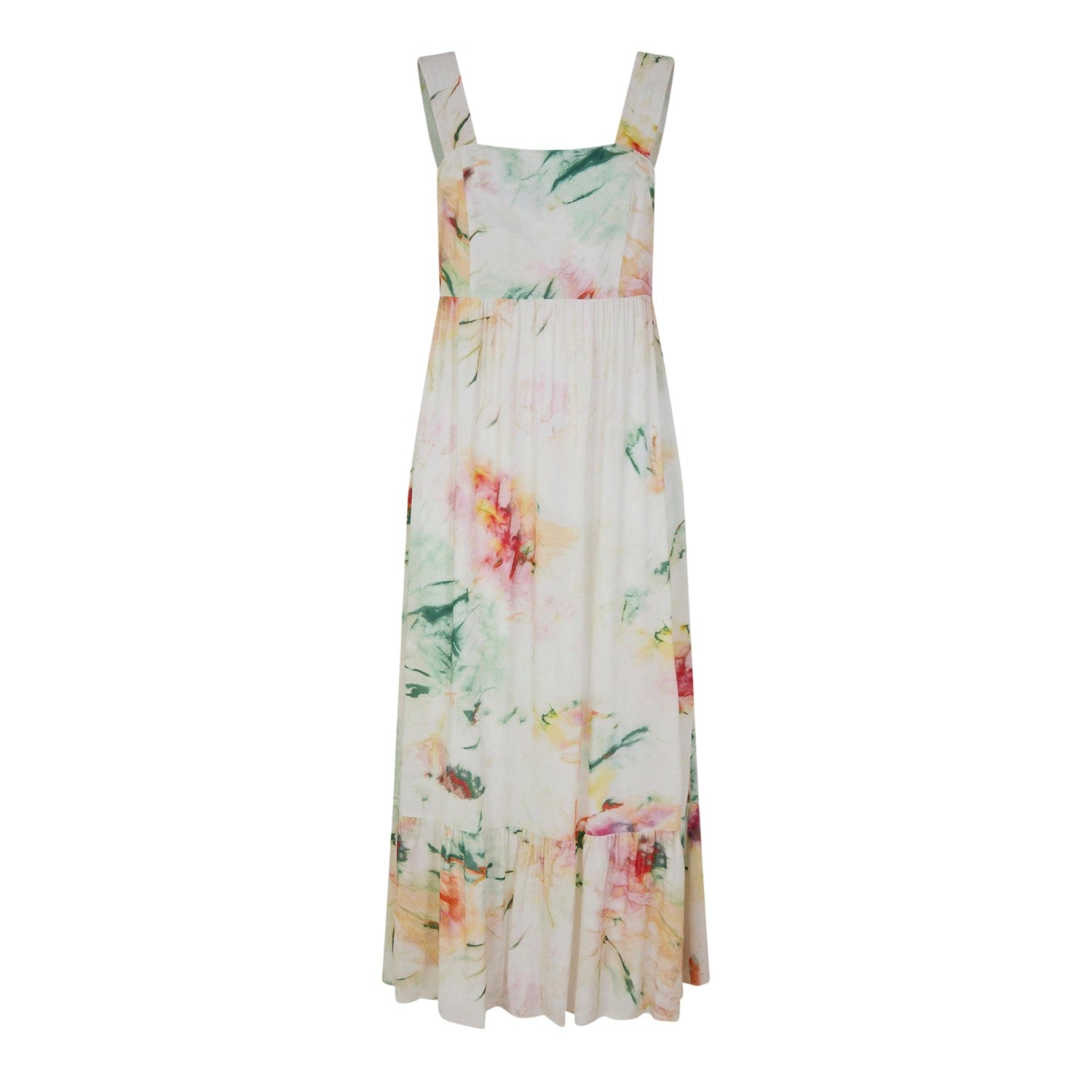Brown - Front - Boss Womens-Ladies Floral Square Neck Maxi Dress