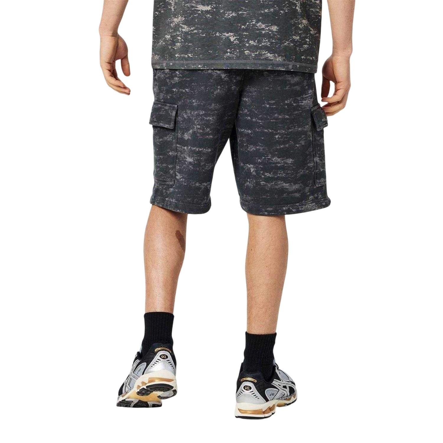 Grey - Back - Everlast Mens Cotton Camo Cargo Shorts