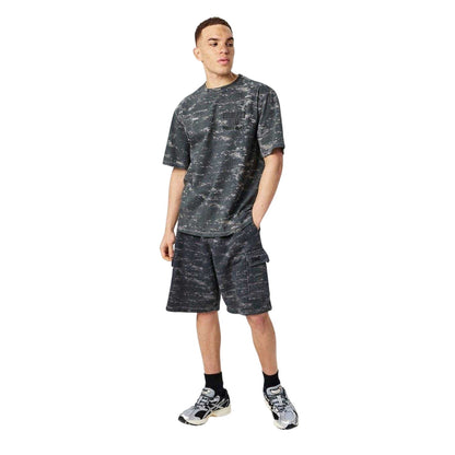 Grey - Side - Everlast Mens Cotton Camo Cargo Shorts