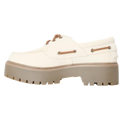 Natural - Back - Timberland Womens-Ladies Stone Street Nubuck Platform Boat Shoes