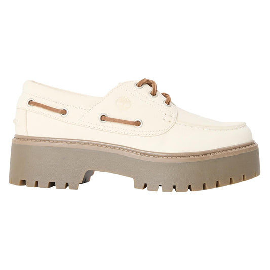 Natural - Front - Timberland Womens-Ladies Stone Street Nubuck Platform Boat Shoes