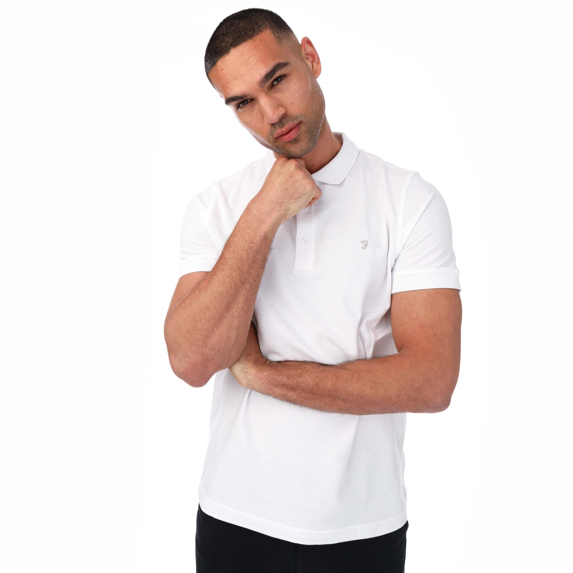 White - Side - Farah Unisex Adult Cove Organic Modern Polo Shirt
