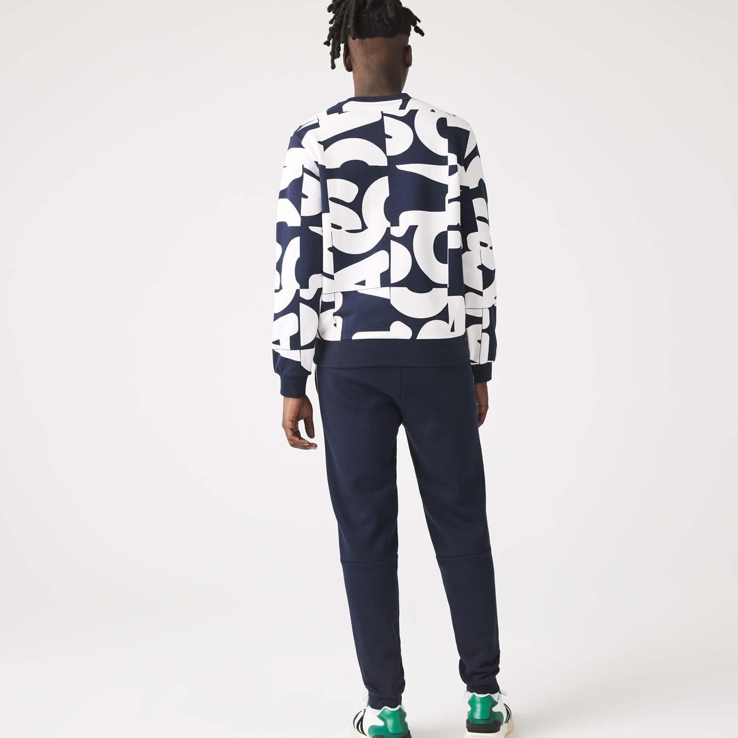 Blue - Pack Shot - Lacoste Mens Branded Tape Jogging Bottoms