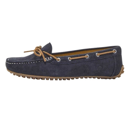 Navy - Back - Chatham Womens-Ladies Suede Flat Boat Shoes