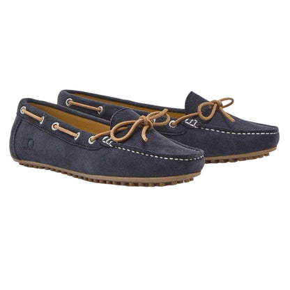 Navy - Lifestyle - Chatham Womens-Ladies Suede Flat Boat Shoes
