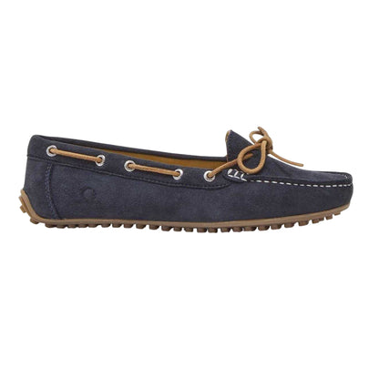 Navy - Front - Chatham Womens-Ladies Suede Flat Boat Shoes
