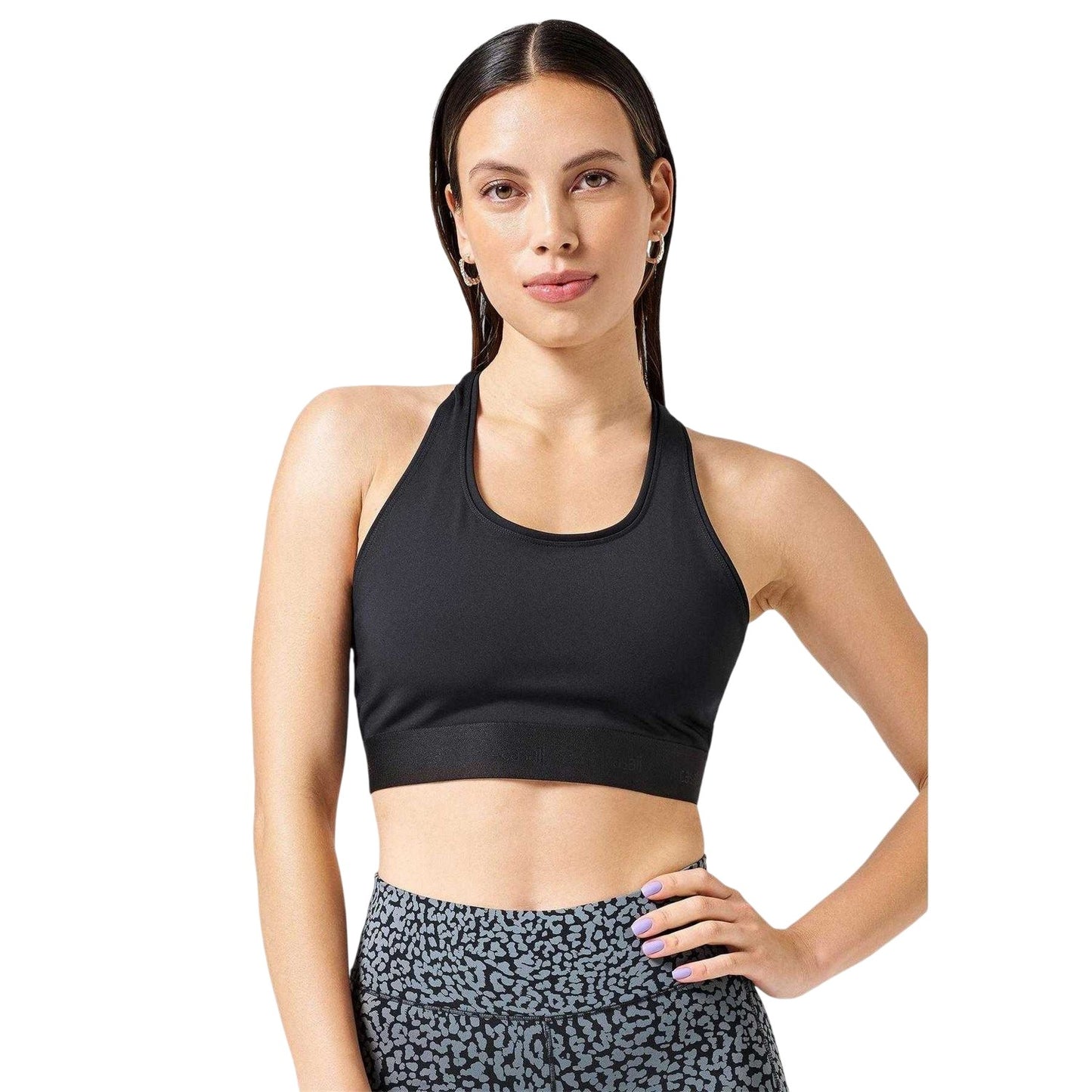 Black - Back - Casall Womens-Ladies Racerback Medium Impact Sports Bra