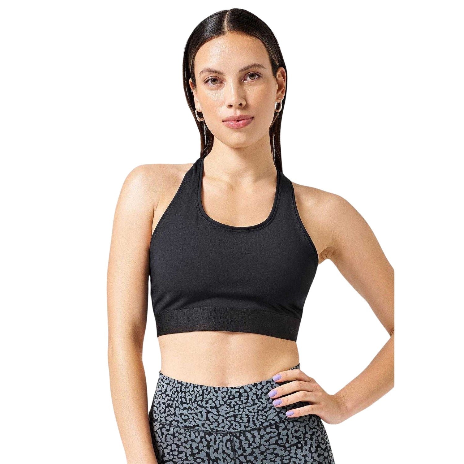 Black - Back - Casall Womens-Ladies Racerback Medium Impact Sports Bra