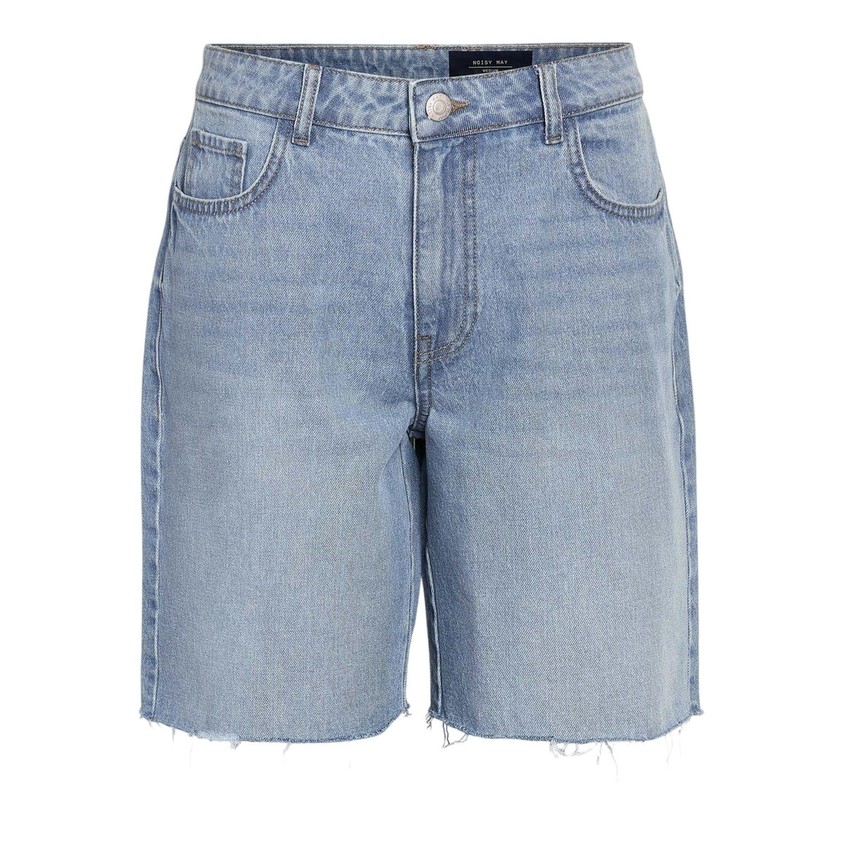 Light Blue - Front - Noisy May Womens-Ladies Denim Baggy Shorts