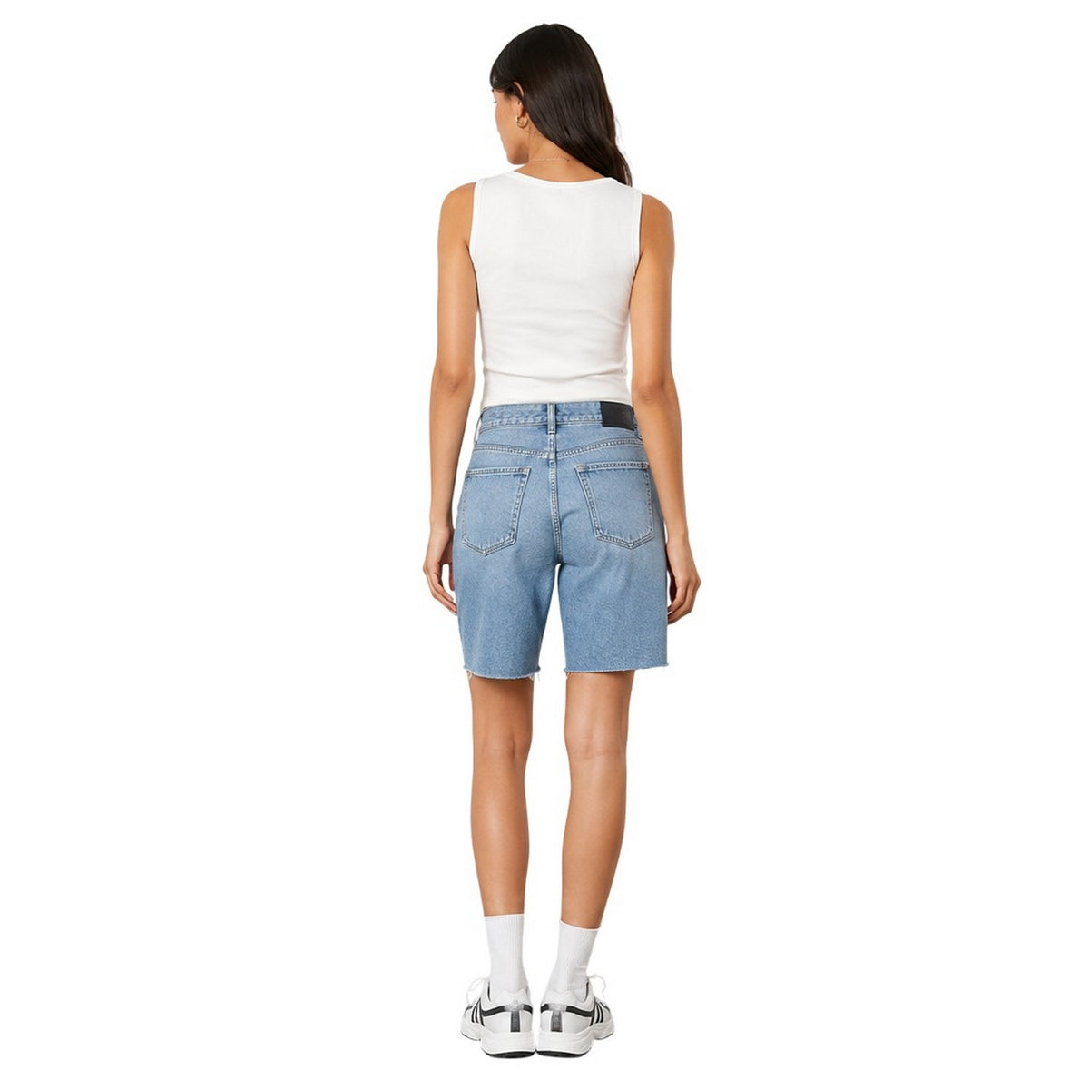 Light Blue - Back - Noisy May Womens-Ladies Denim Baggy Shorts