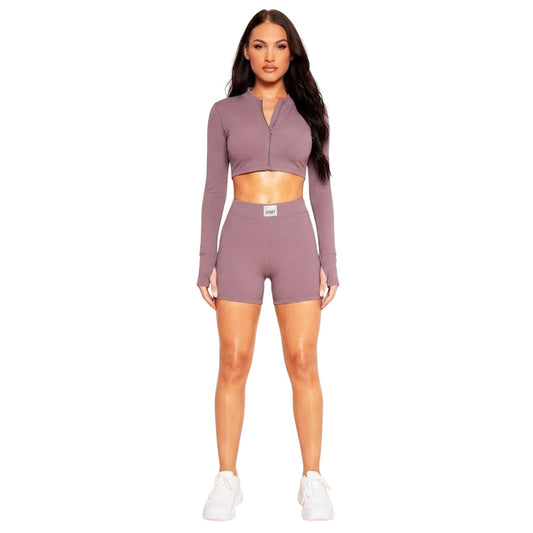 Purple - Front - Missy Empire Womens-Ladies Logo Fitted Shorts
