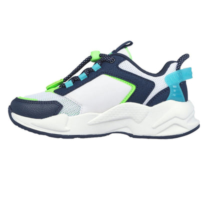 White-Navy - Side - Skechers Childrens-Kids Ultrasurge Slip-on Trainers