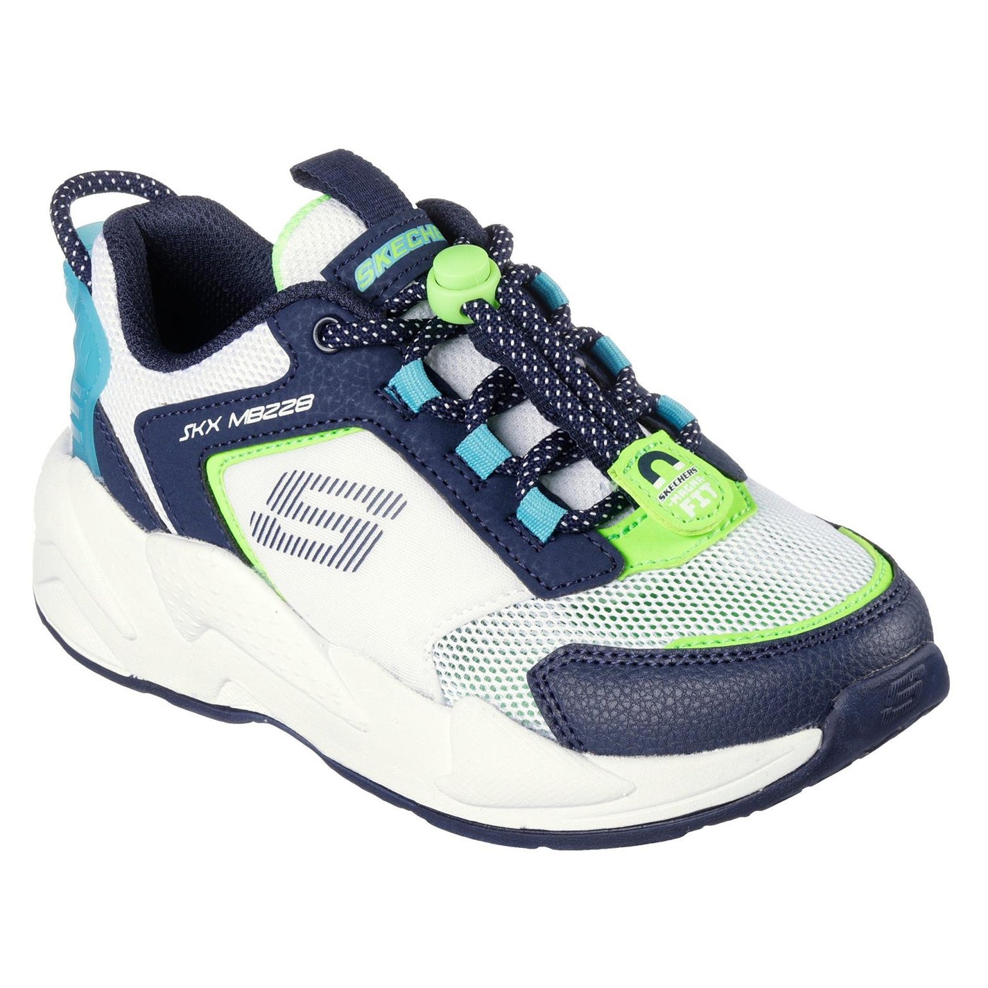 White-Navy - Pack Shot - Skechers Childrens-Kids Ultrasurge Slip-on Trainers