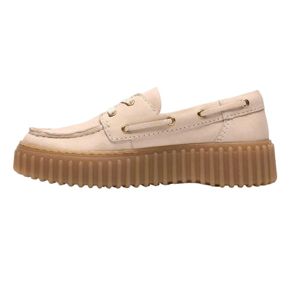 Cream - Lifestyle - Clarks Womens-Ladies Torhill Leather Moc Toe Platform Boat Shoes