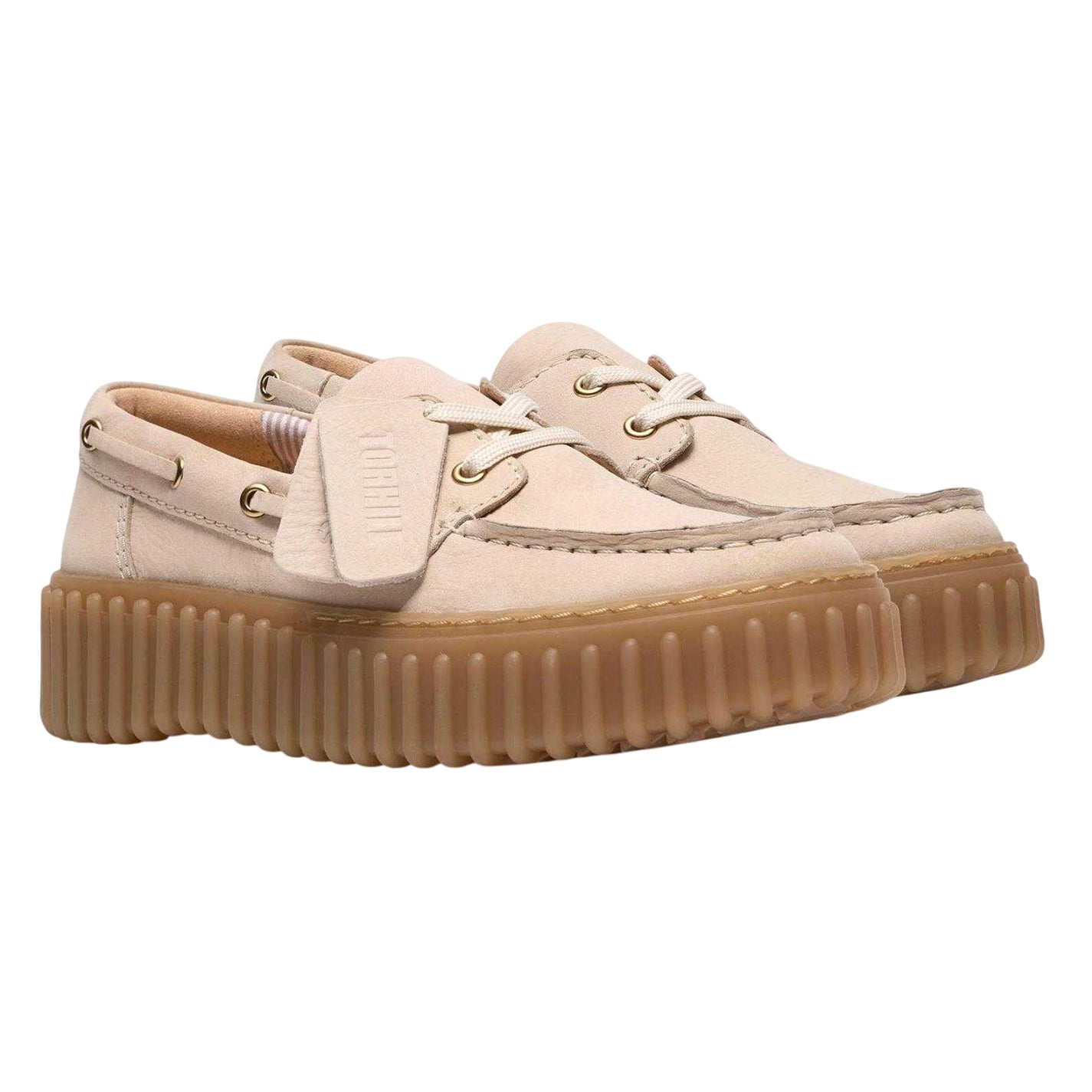 Cream - Pack Shot - Clarks Womens-Ladies Torhill Leather Moc Toe Platform Boat Shoes
