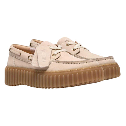 Cream - Pack Shot - Clarks Womens-Ladies Torhill Leather Moc Toe Platform Boat Shoes