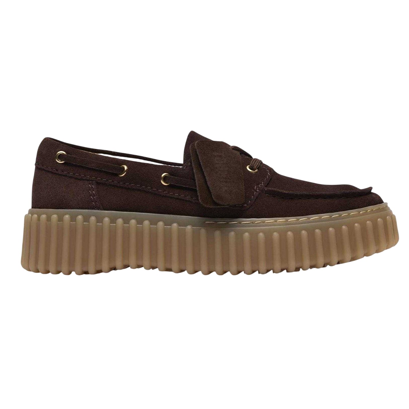 Dark Brown - Front - Clarks Womens-Ladies Torhill Leather Moc Toe Platform Boat Shoes