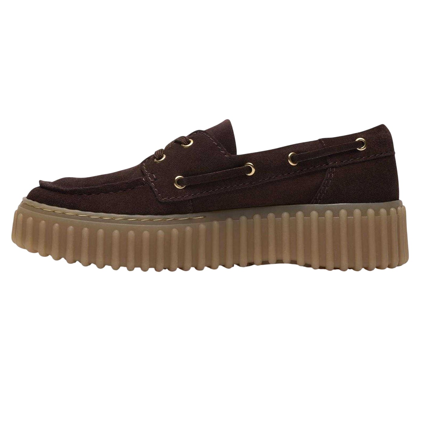 Dark Brown - Lifestyle - Clarks Womens-Ladies Torhill Leather Moc Toe Platform Boat Shoes