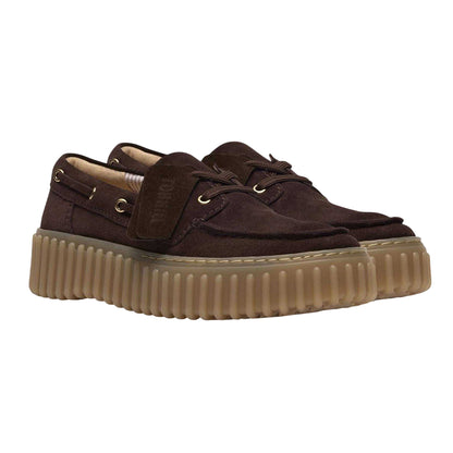 Dark Brown - Pack Shot - Clarks Womens-Ladies Torhill Leather Moc Toe Platform Boat Shoes