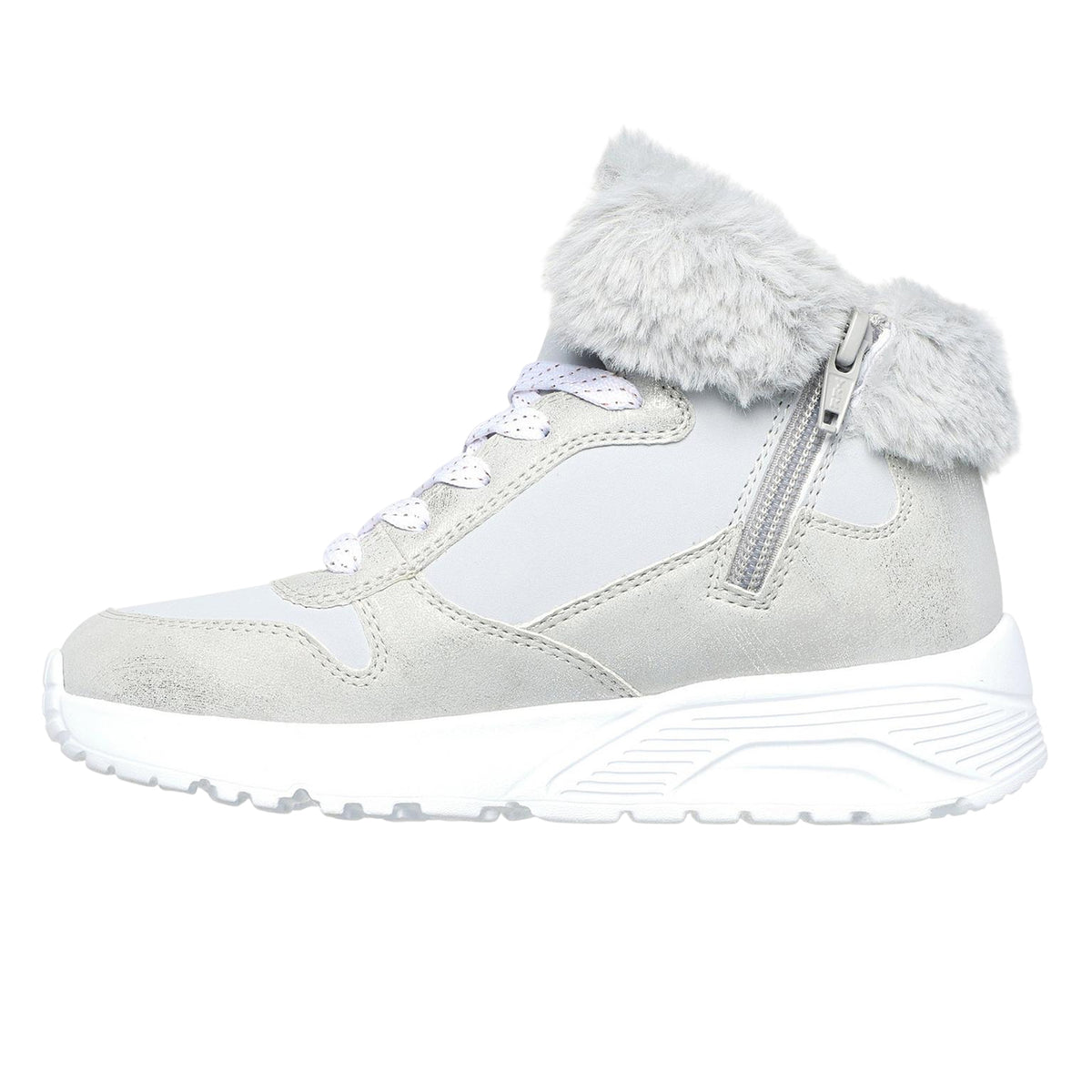 Grey - Side - Skechers Childrens-Kids Unolite High Top Trainers