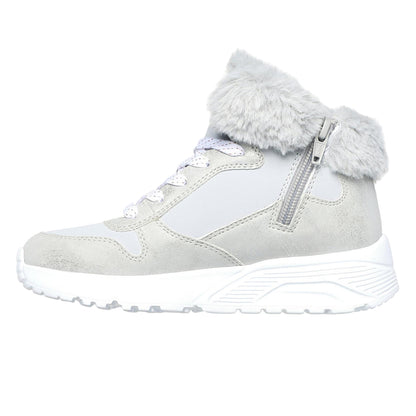 Grey - Side - Skechers Childrens-Kids Unolite High Top Trainers