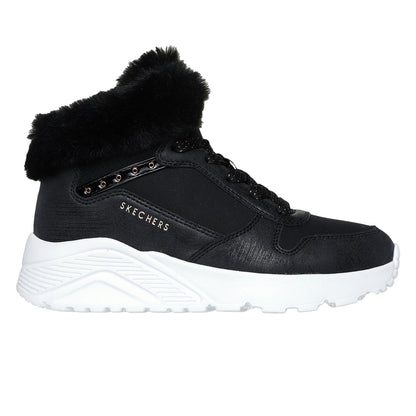 Black-Rose Gold - Front - Skechers Childrens-Kids Unolite High Top Trainers