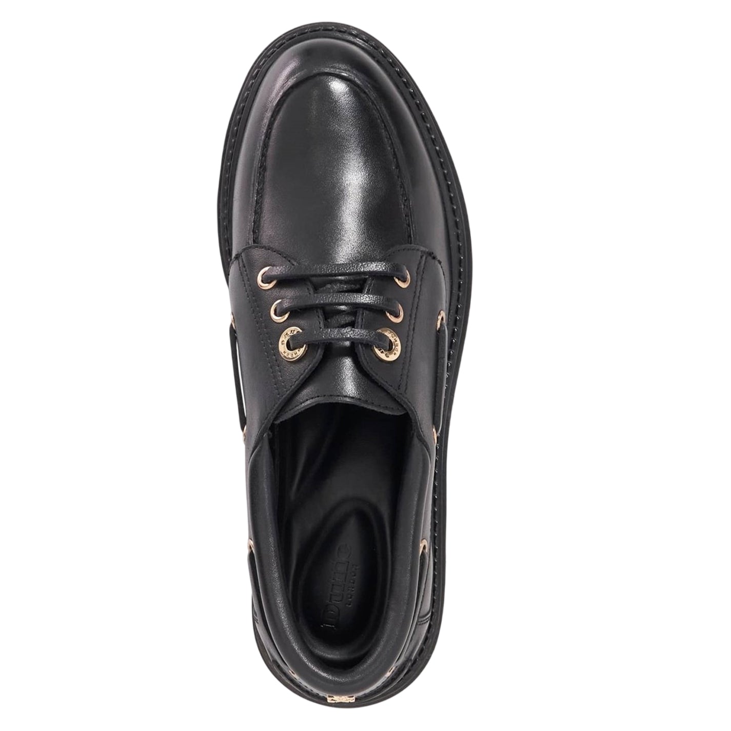Black - Side - Dune London Womens-Ladies Venetian Leather Lace Up Boat Shoes