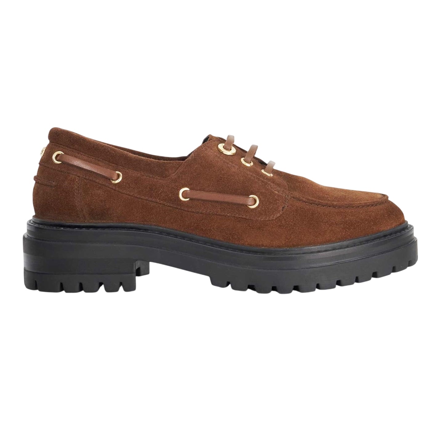 Brown - Front - Dune London Womens-Ladies Venetian Leather Lace Up Boat Shoes