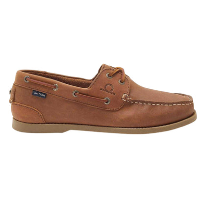 Dark Tan - Front - Chatham Mens Leather Boat Shoes
