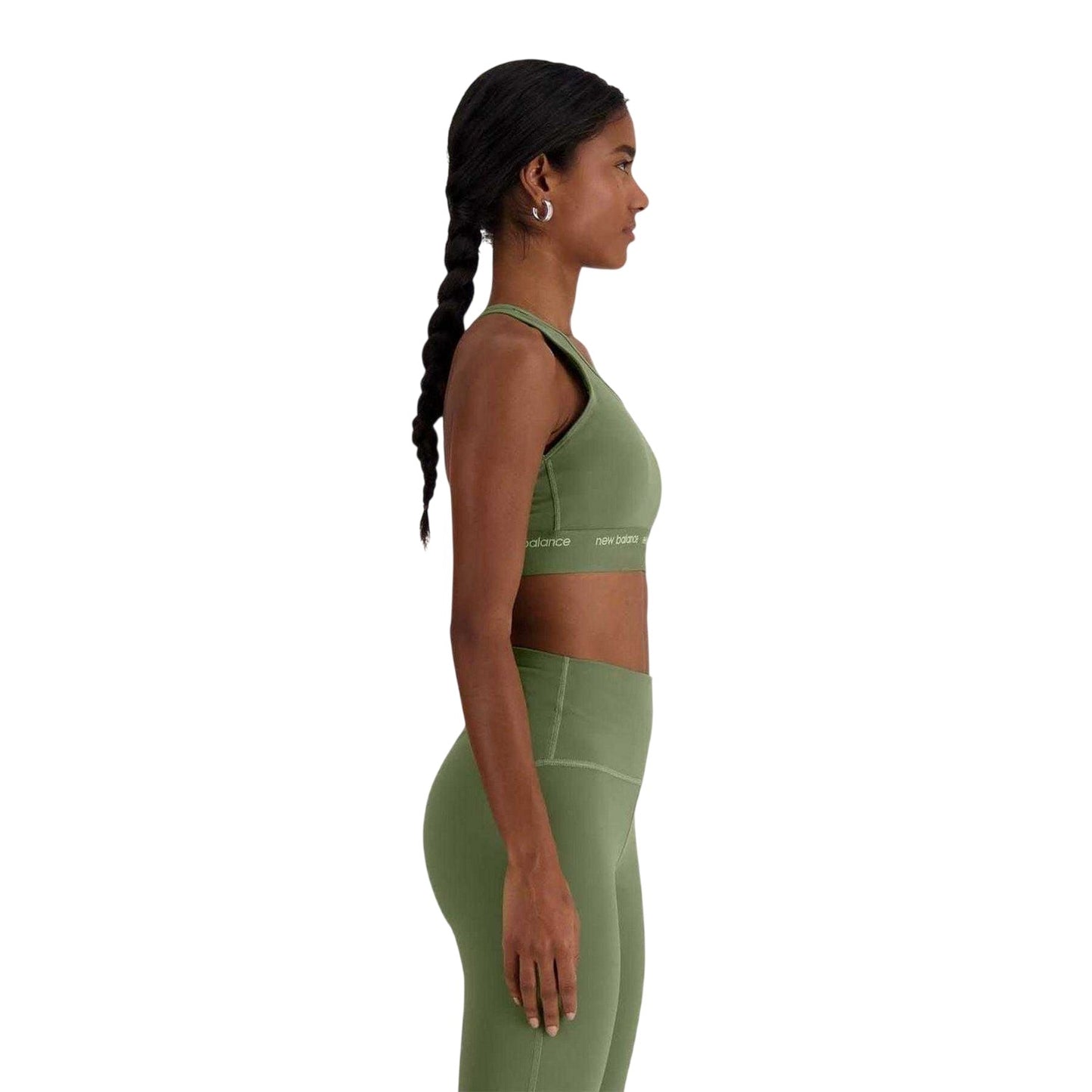 Olive - Side - New Balance Womens-Ladies Medium Support Sports Bra